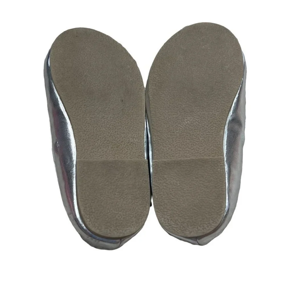 Gymboree Girl Toddler Silver Bow Ballet Flat Shoes Size 6